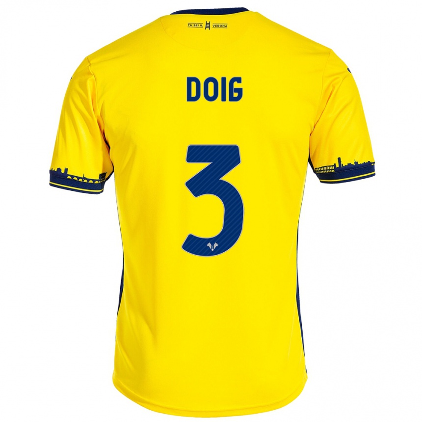 Kinder Fußball Josh Doig #3 Gelb Auswärtstrikot Trikot 2023/24 T-Shirt Luxemburg