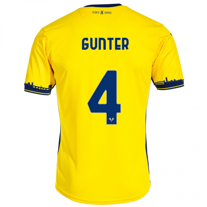 Kinder Fußball Koray Günter #4 Gelb Auswärtstrikot Trikot 2023/24 T-Shirt Luxemburg