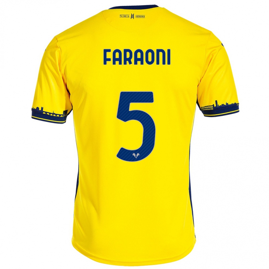 Kinder Fußball Davide Faraoni #5 Gelb Auswärtstrikot Trikot 2023/24 T-Shirt Luxemburg
