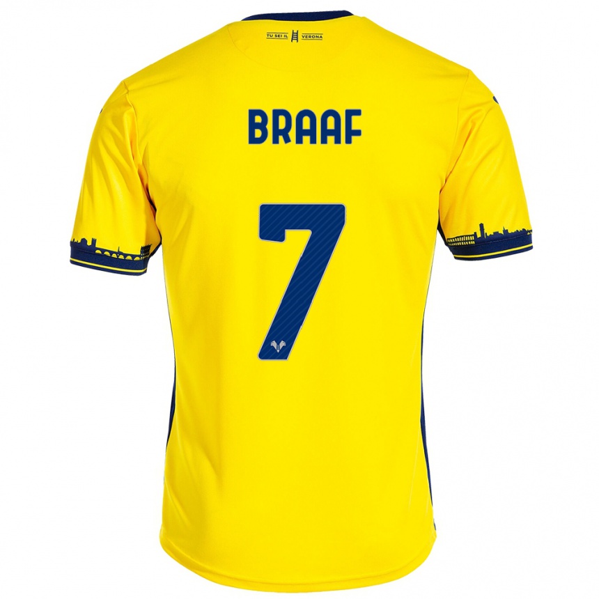 Kinder Fußball Jayden Braaf #7 Gelb Auswärtstrikot Trikot 2023/24 T-Shirt Luxemburg