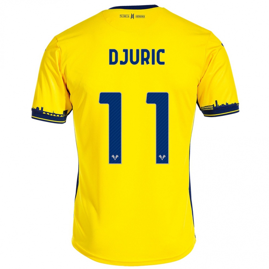 Kinder Fußball Milan Djuric #11 Gelb Auswärtstrikot Trikot 2023/24 T-Shirt Luxemburg