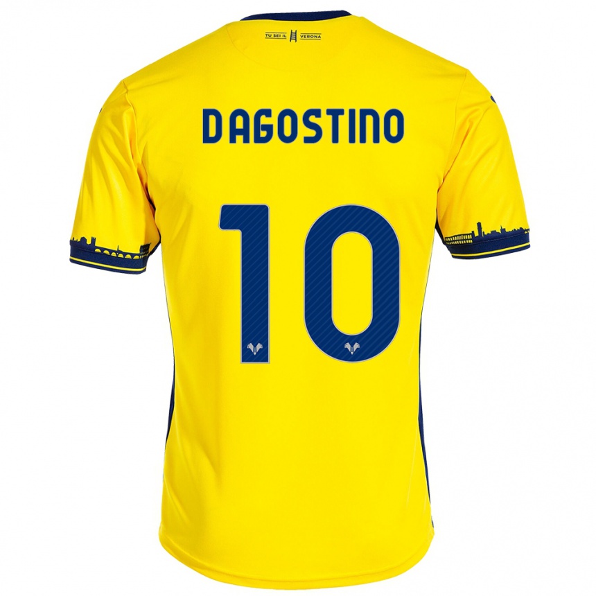 Kinder Fußball Samuele D'agostino #10 Gelb Auswärtstrikot Trikot 2023/24 T-Shirt Luxemburg