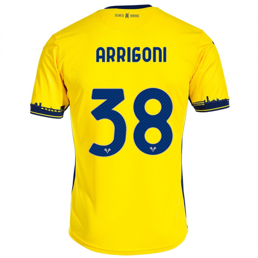 Kinder Fußball Arrigoni #38 Gelb Auswärtstrikot Trikot 2023/24 T-Shirt Luxemburg