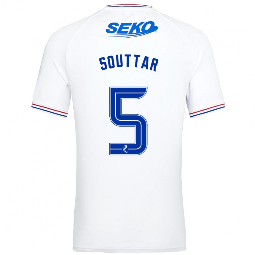 Kinder Fußball John Souttar #5 Weiß Auswärtstrikot Trikot 2023/24 T-Shirt Luxemburg