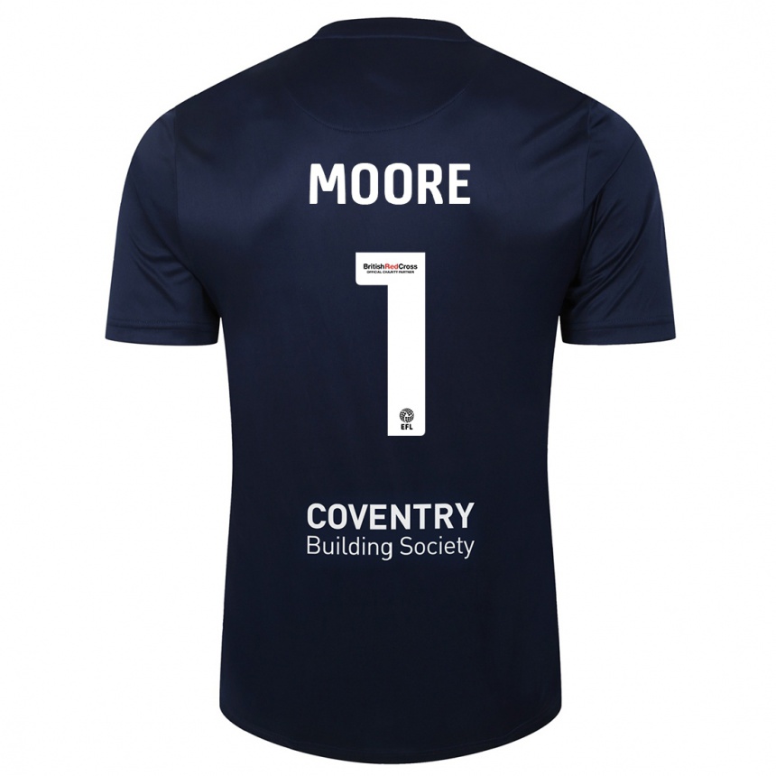 Kinder Fußball Simon Moore #1 Rote Marine Auswärtstrikot Trikot 2023/24 T-Shirt Luxemburg