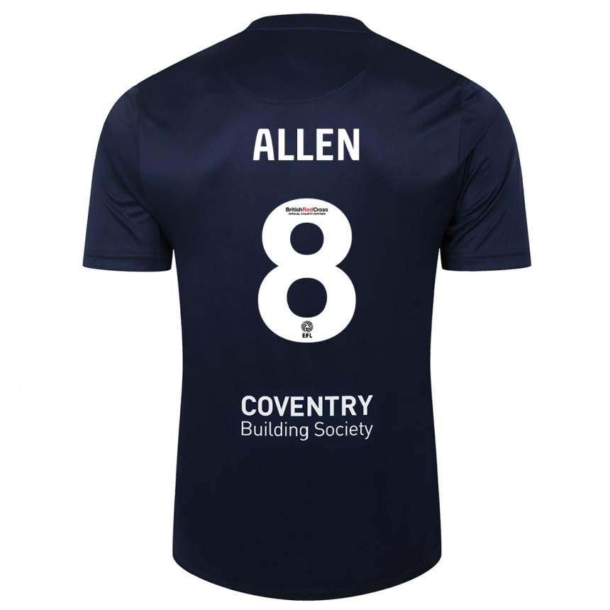 Kinder Fußball Jamie Allen #8 Rote Marine Auswärtstrikot Trikot 2023/24 T-Shirt Luxemburg