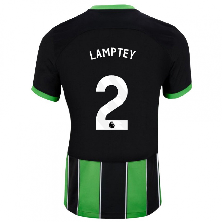 Kinder Fußball Tariq Lamptey #2 Schwarz Grün Auswärtstrikot Trikot 2023/24 T-Shirt Luxemburg