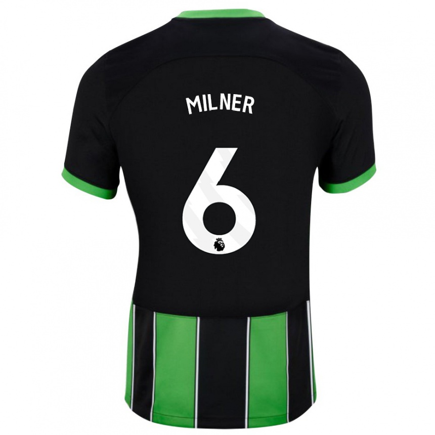 Kinder Fußball James Milner #6 Schwarz Grün Auswärtstrikot Trikot 2023/24 T-Shirt Luxemburg