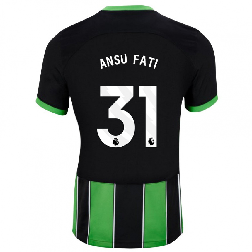 Kinder Fußball Ansu Fati #31 Schwarz Grün Auswärtstrikot Trikot 2023/24 T-Shirt Luxemburg