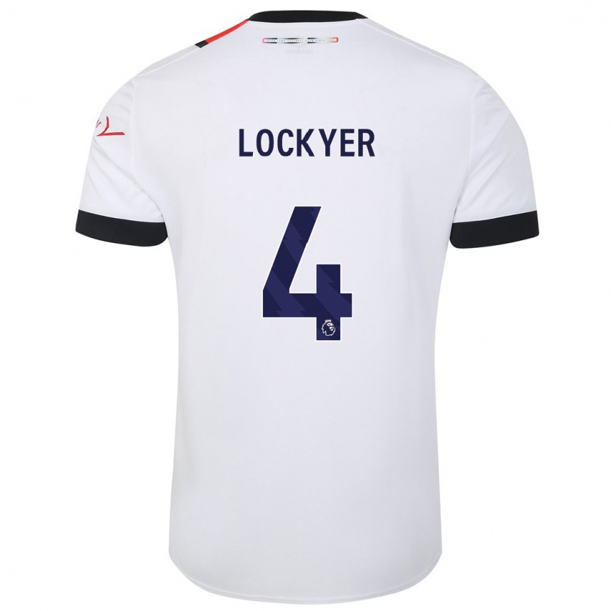 Kinder Fußball Tom Lockyer #4 Weiß Auswärtstrikot Trikot 2023/24 T-Shirt Luxemburg