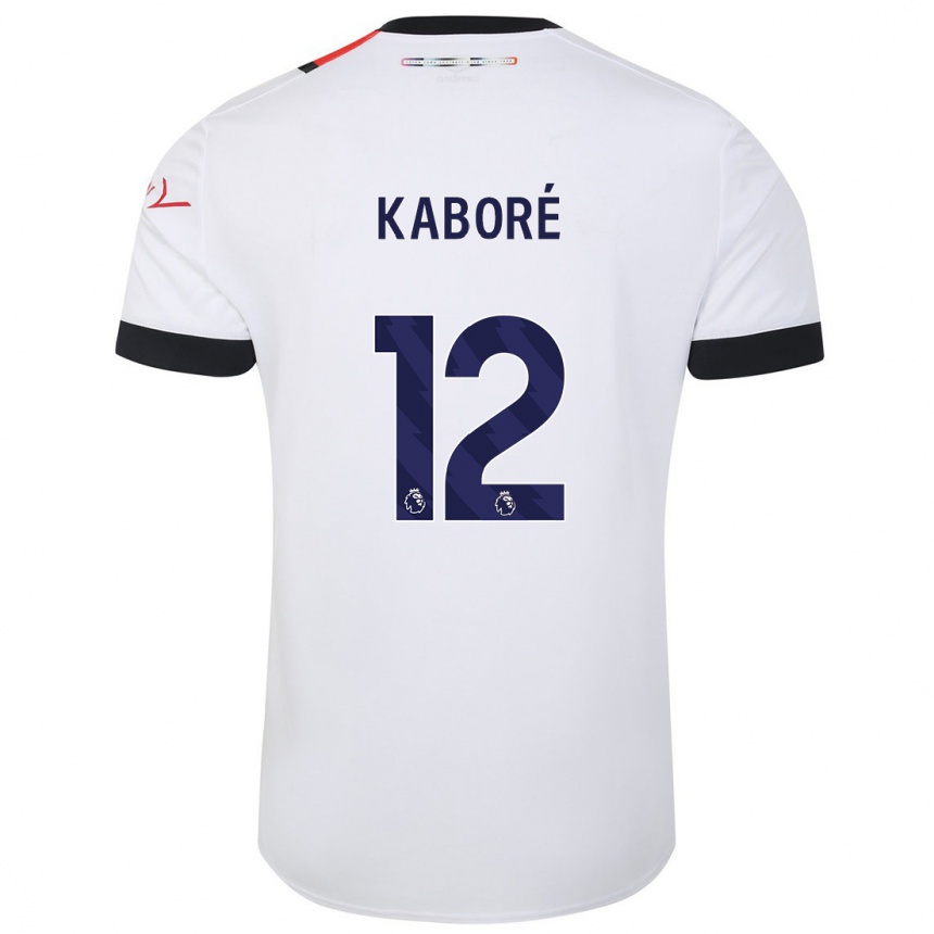Kinder Fußball Issa Kabore #12 Weiß Auswärtstrikot Trikot 2023/24 T-Shirt Luxemburg