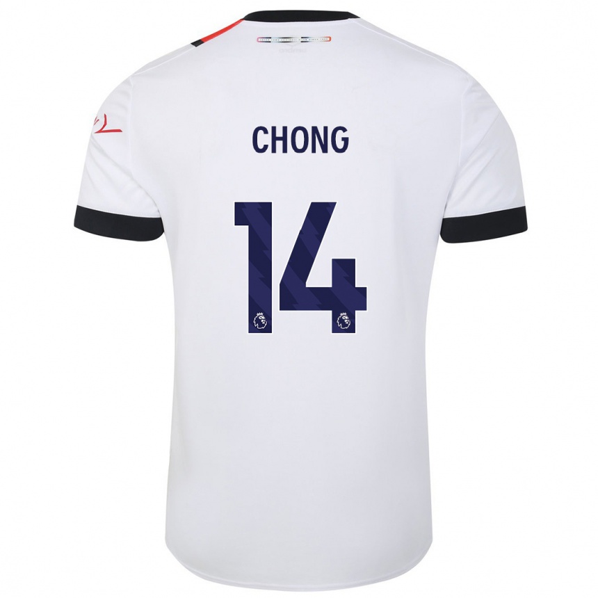 Kinder Fußball Tahith Chong #14 Weiß Auswärtstrikot Trikot 2023/24 T-Shirt Luxemburg