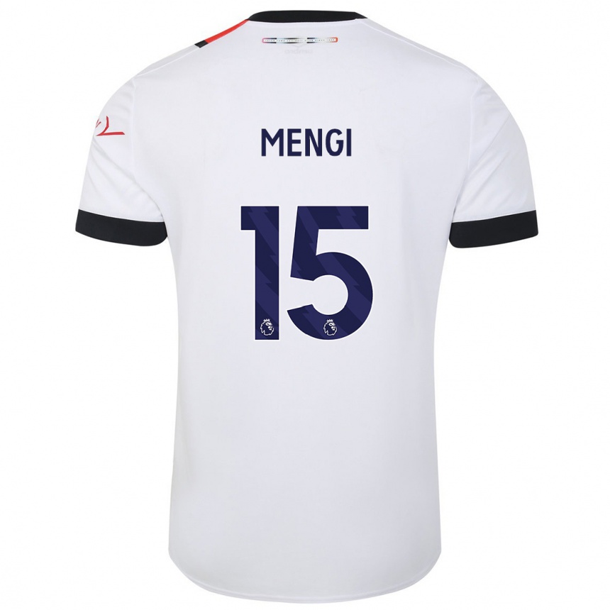 Kinder Fußball Teden Mengi #15 Weiß Auswärtstrikot Trikot 2023/24 T-Shirt Luxemburg