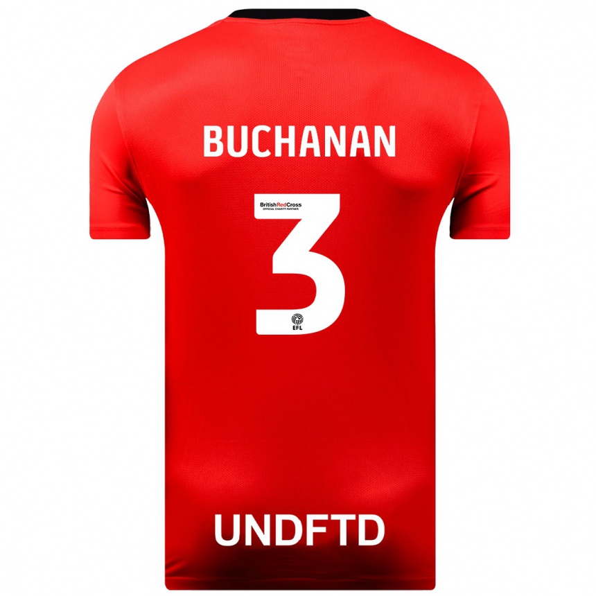 Kinder Fußball Lee Buchanan #3 Rot Auswärtstrikot Trikot 2023/24 T-Shirt Luxemburg