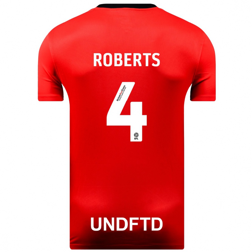 Kinder Fußball Marc Roberts #4 Rot Auswärtstrikot Trikot 2023/24 T-Shirt Luxemburg