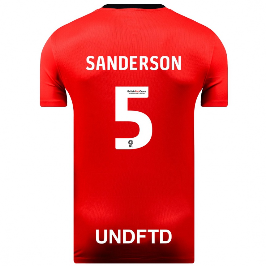 Kinder Fußball Dion Sanderson #5 Rot Auswärtstrikot Trikot 2023/24 T-Shirt Luxemburg