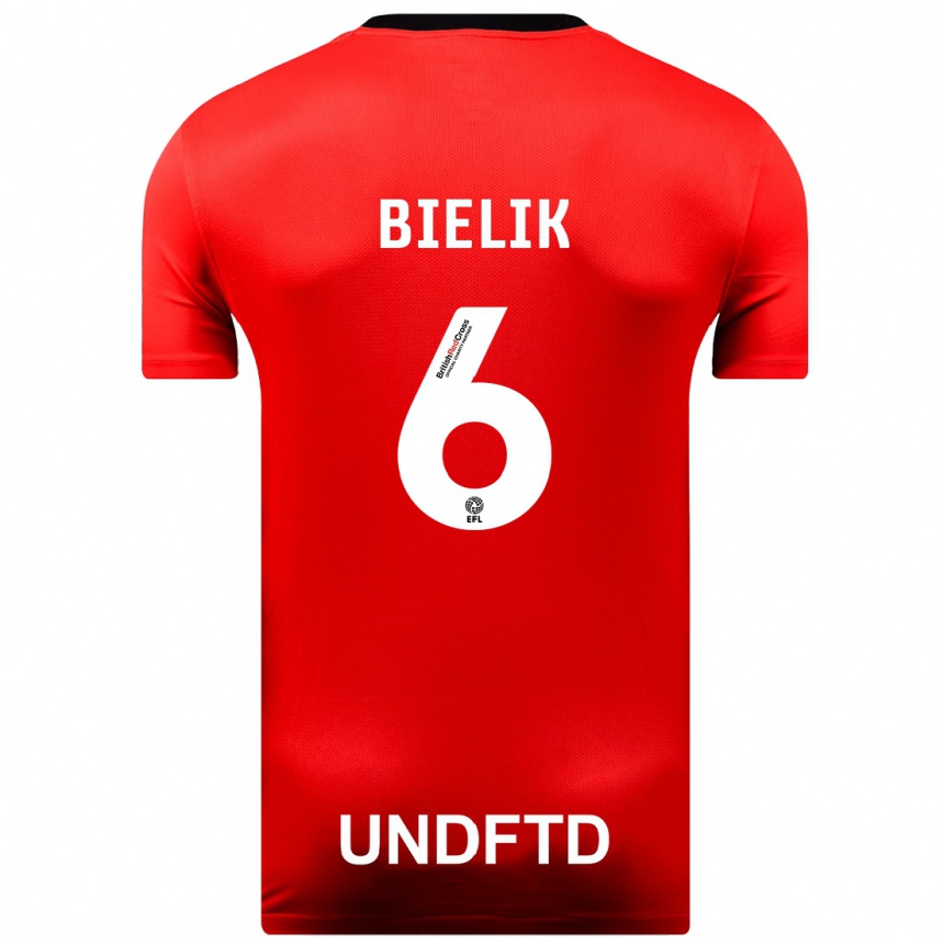 Kinder Fußball Krystian Bielik #6 Rot Auswärtstrikot Trikot 2023/24 T-Shirt Luxemburg
