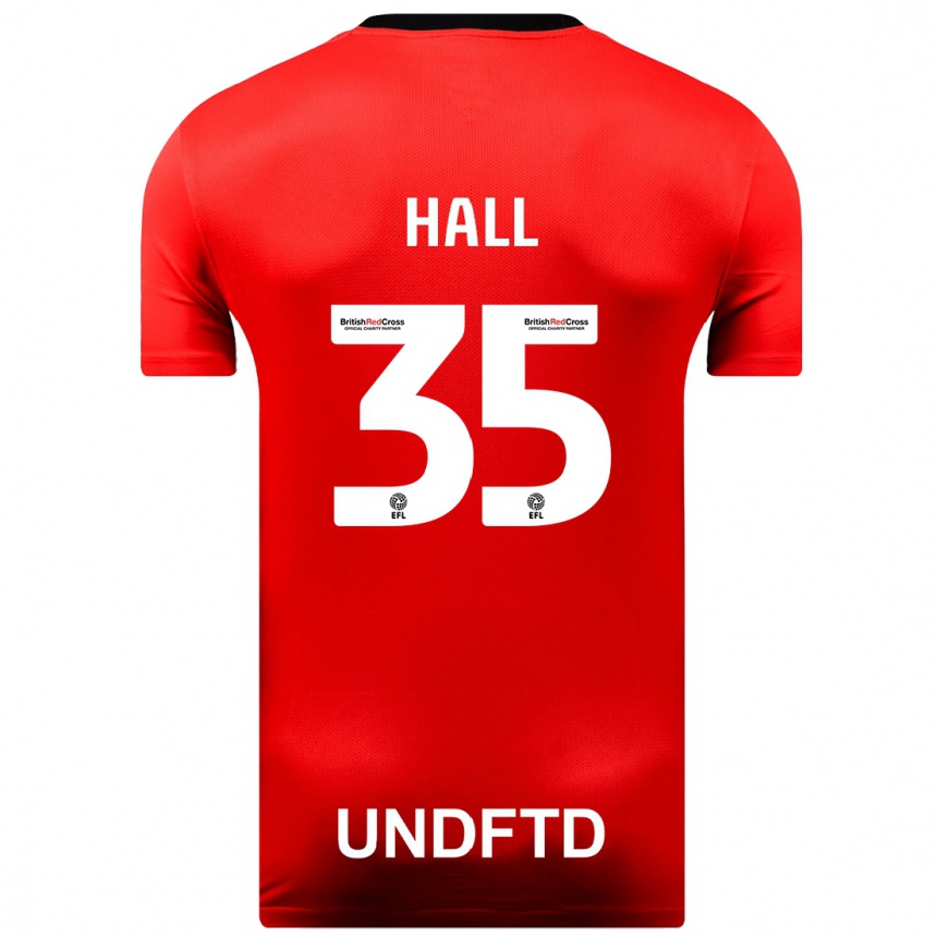 Kinder Fußball George Hall #35 Rot Auswärtstrikot Trikot 2023/24 T-Shirt Luxemburg
