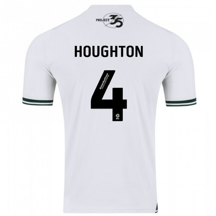 Kinder Fußball Jordan Houghton #4 Weiß Auswärtstrikot Trikot 2023/24 T-Shirt Luxemburg