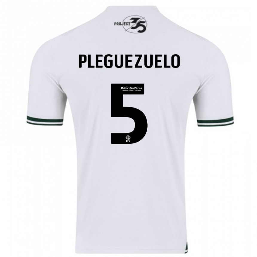 Kinder Fußball Julio Pleguezuelo #5 Weiß Auswärtstrikot Trikot 2023/24 T-Shirt Luxemburg
