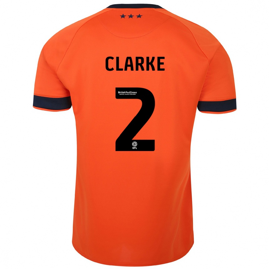 Kinder Fußball Harry Clarke #2 Orangefarben Auswärtstrikot Trikot 2023/24 T-Shirt Luxemburg