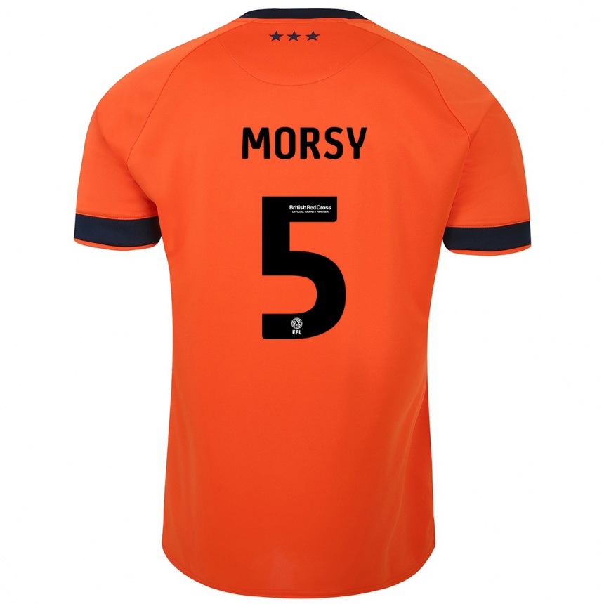 Kinder Fußball Samy Morsy #5 Orangefarben Auswärtstrikot Trikot 2023/24 T-Shirt Luxemburg