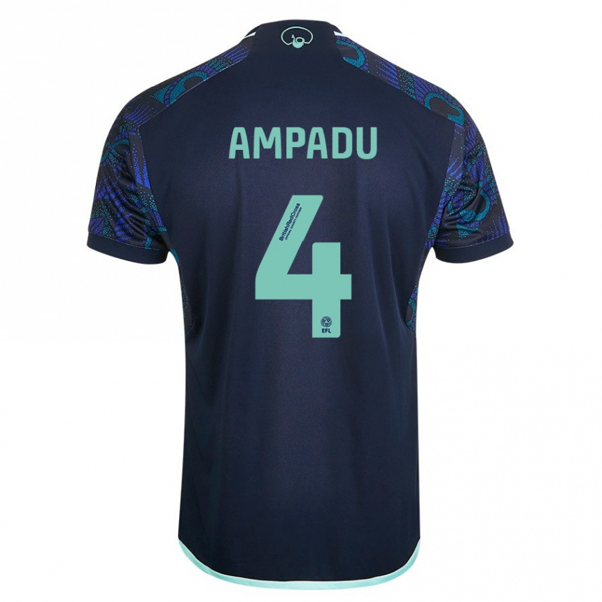Kinder Fußball Ethan Ampadu #4 Blau Auswärtstrikot Trikot 2023/24 T-Shirt Luxemburg