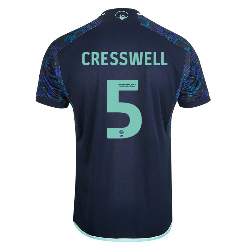 Kinder Fußball Charlie Cresswell #5 Blau Auswärtstrikot Trikot 2023/24 T-Shirt Luxemburg