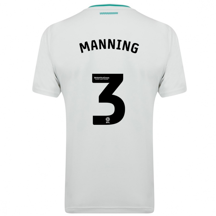 Kinder Fußball Ryan Manning #3 Weiß Auswärtstrikot Trikot 2023/24 T-Shirt Luxemburg