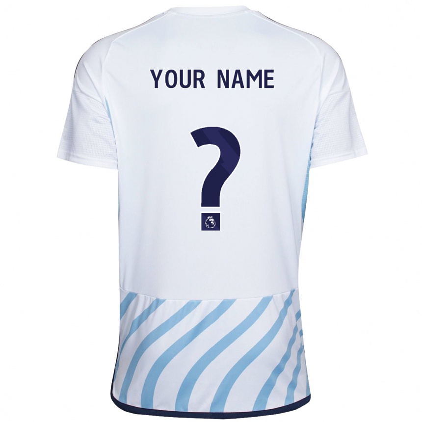 Kinder Fußball Ihren Namen #0 Weiß Blau Auswärtstrikot Trikot 2023/24 T-Shirt Luxemburg