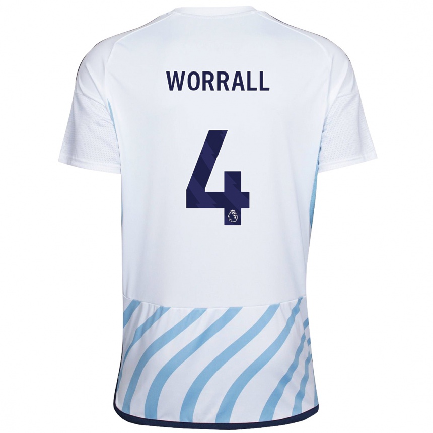 Kinder Fußball Joe Worrall #4 Weiß Blau Auswärtstrikot Trikot 2023/24 T-Shirt Luxemburg
