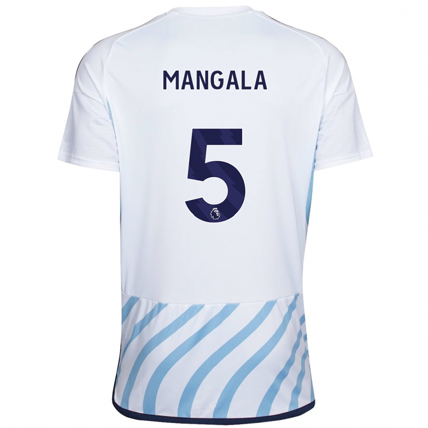 Kinder Fußball Orel Mangala #5 Weiß Blau Auswärtstrikot Trikot 2023/24 T-Shirt Luxemburg