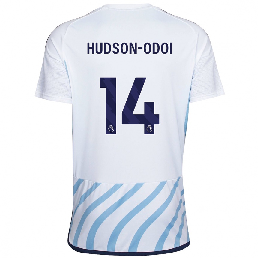 Kinder Fußball Callum Hudson-Odoi #14 Weiß Blau Auswärtstrikot Trikot 2023/24 T-Shirt Luxemburg