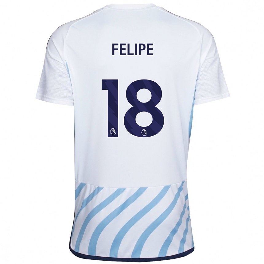 Kinder Fußball Felipe #18 Weiß Blau Auswärtstrikot Trikot 2023/24 T-Shirt Luxemburg