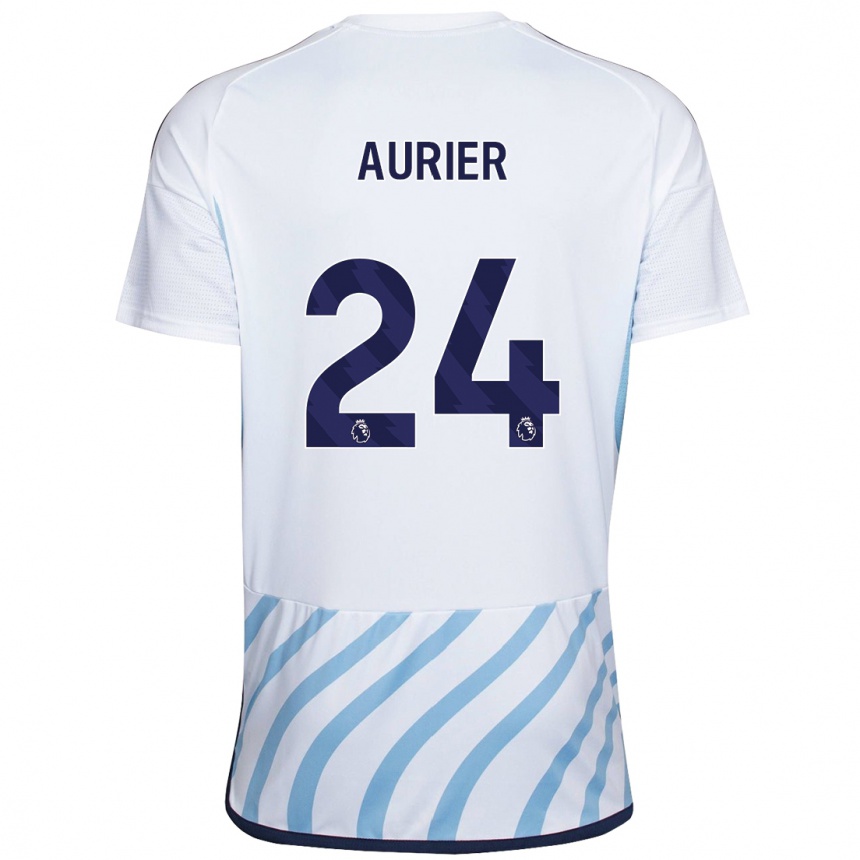 Kinder Fußball Serge Aurier #24 Weiß Blau Auswärtstrikot Trikot 2023/24 T-Shirt Luxemburg