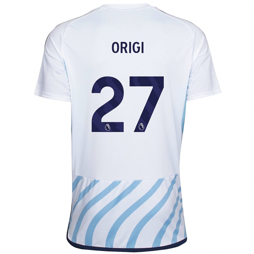 Kinder Fußball Divock Origi #27 Weiß Blau Auswärtstrikot Trikot 2023/24 T-Shirt Luxemburg