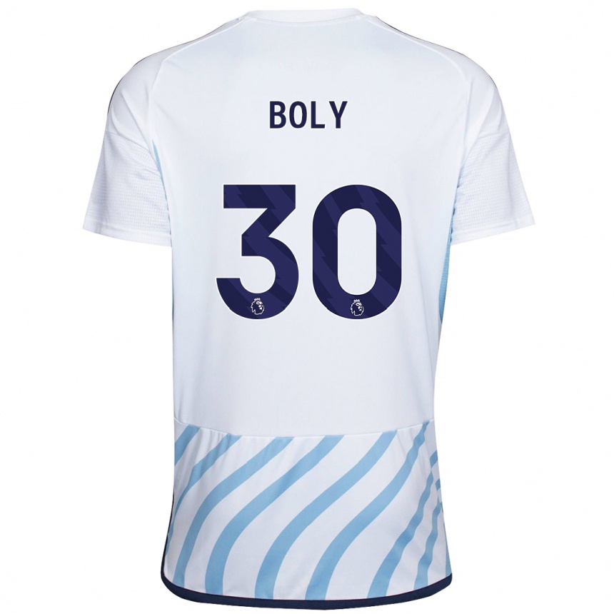 Kinder Fußball Willy Boly #30 Weiß Blau Auswärtstrikot Trikot 2023/24 T-Shirt Luxemburg