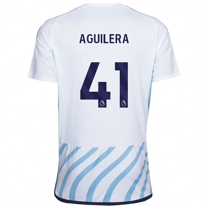 Kinder Fußball Brandon Aguilera #41 Weiß Blau Auswärtstrikot Trikot 2023/24 T-Shirt Luxemburg