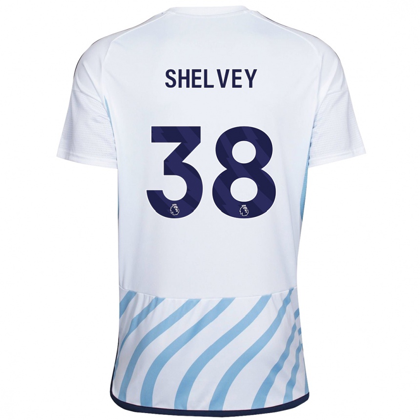 Kinder Fußball George Shelvey #38 Weiß Blau Auswärtstrikot Trikot 2023/24 T-Shirt Luxemburg