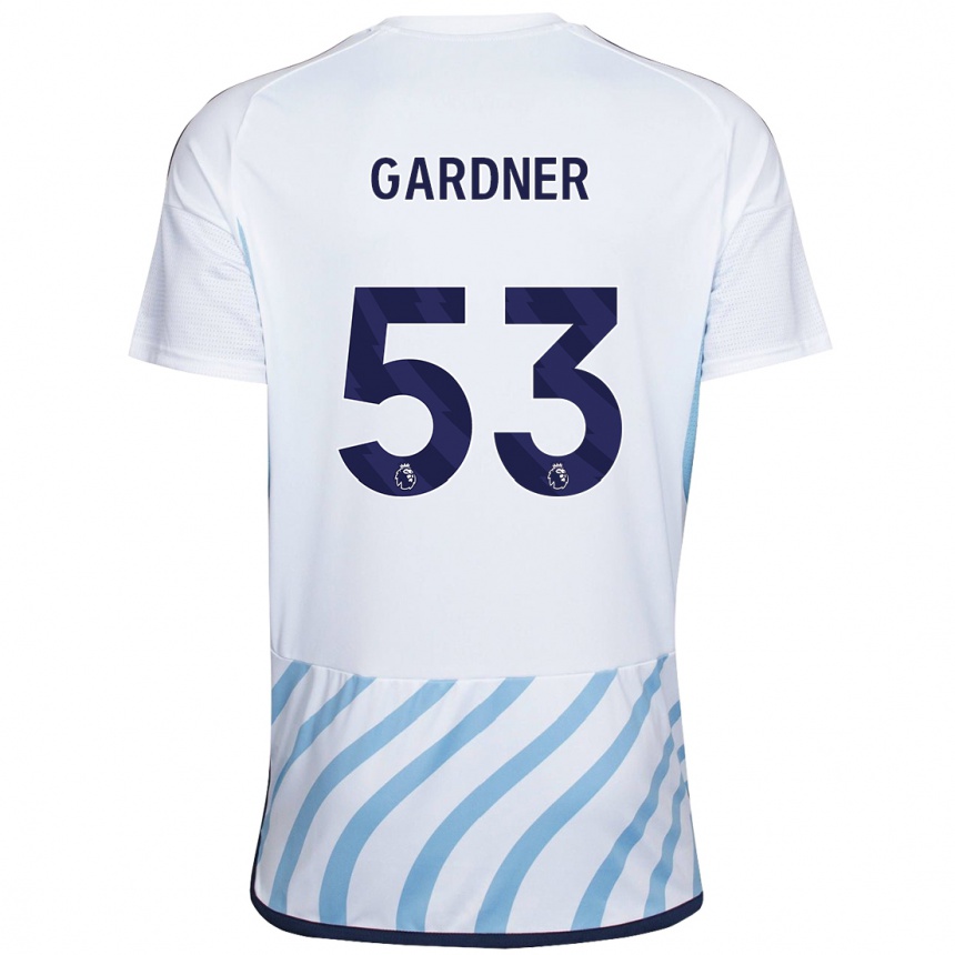 Kinder Fußball Joe Gardner #53 Weiß Blau Auswärtstrikot Trikot 2023/24 T-Shirt Luxemburg
