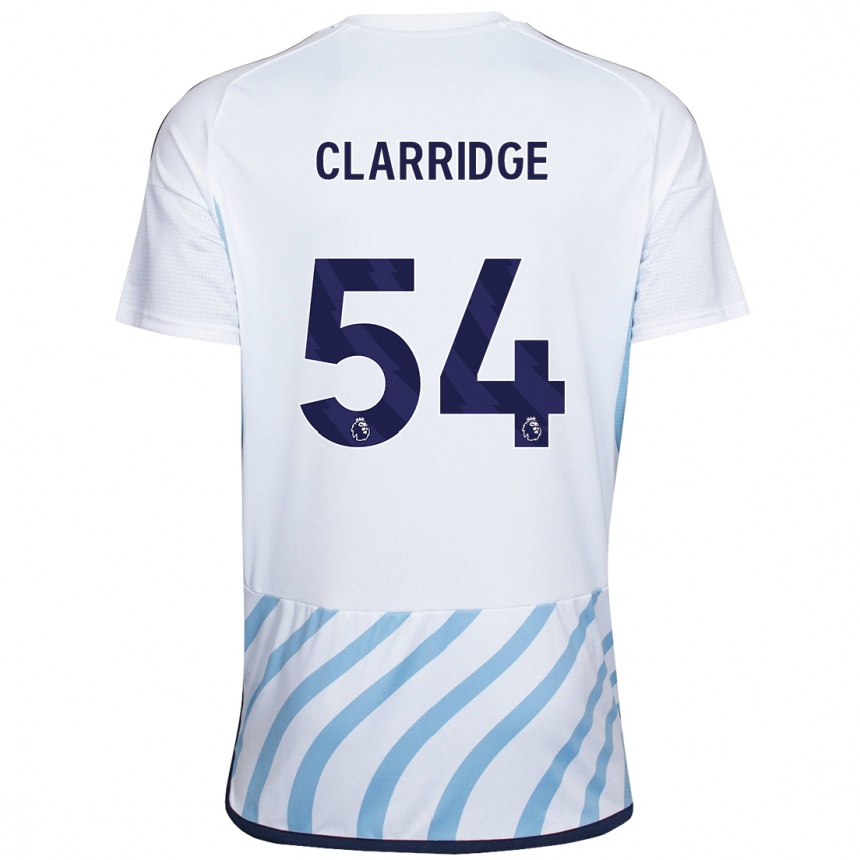 Kinder Fußball James Clarridge #54 Weiß Blau Auswärtstrikot Trikot 2023/24 T-Shirt Luxemburg