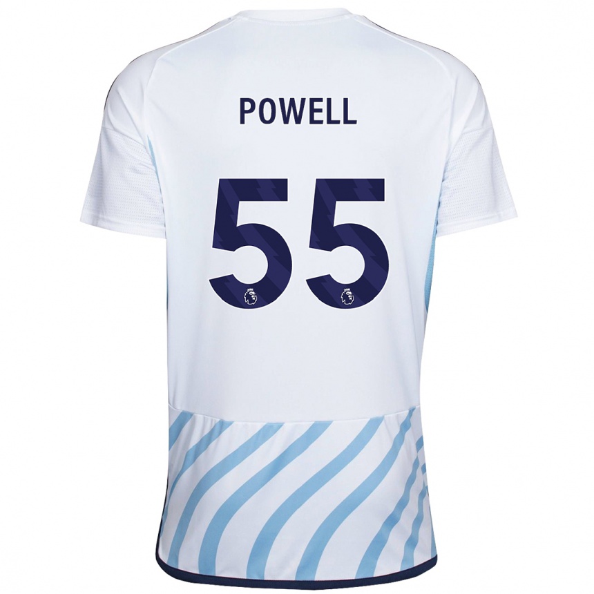 Kinder Fußball Josh Powell #55 Weiß Blau Auswärtstrikot Trikot 2023/24 T-Shirt Luxemburg