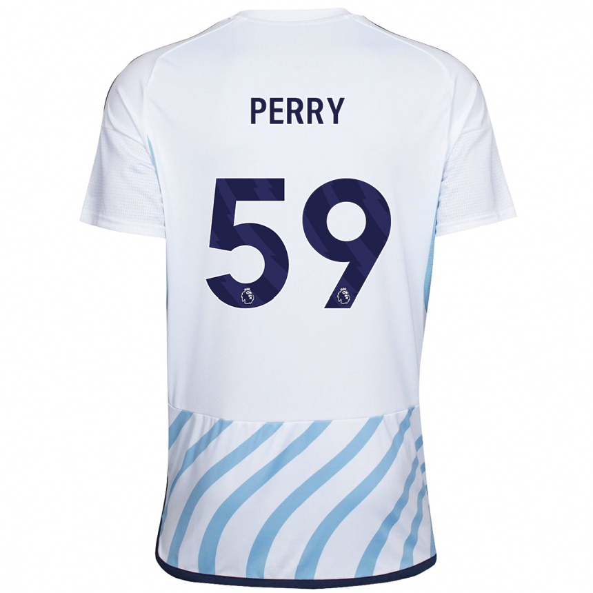 Kinder Fußball Ben Perry #59 Weiß Blau Auswärtstrikot Trikot 2023/24 T-Shirt Luxemburg