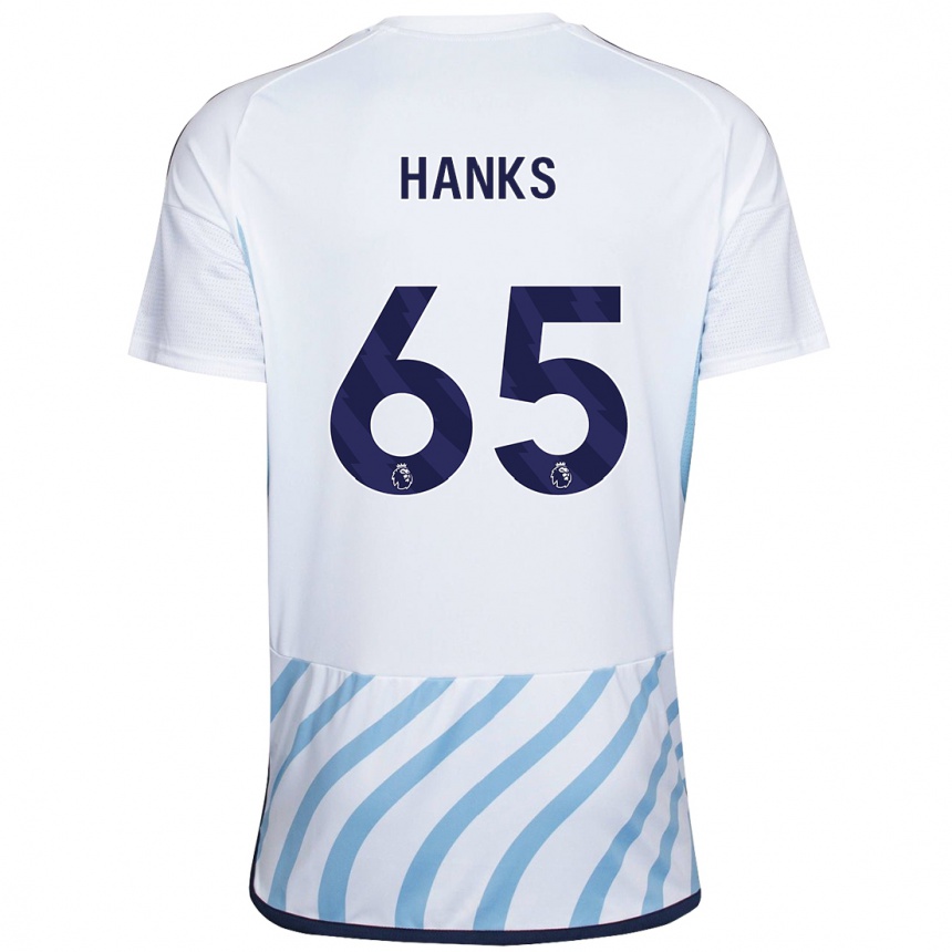 Kinder Fußball Justin Hanks #65 Weiß Blau Auswärtstrikot Trikot 2023/24 T-Shirt Luxemburg