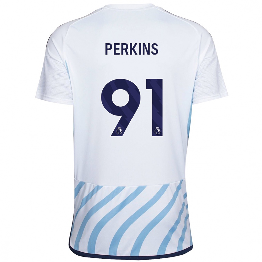 Kinder Fußball Jack Perkins #91 Weiß Blau Auswärtstrikot Trikot 2023/24 T-Shirt Luxemburg