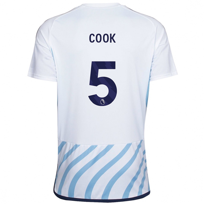 Kinder Fußball Olivia Cook #5 Weiß Blau Auswärtstrikot Trikot 2023/24 T-Shirt Luxemburg