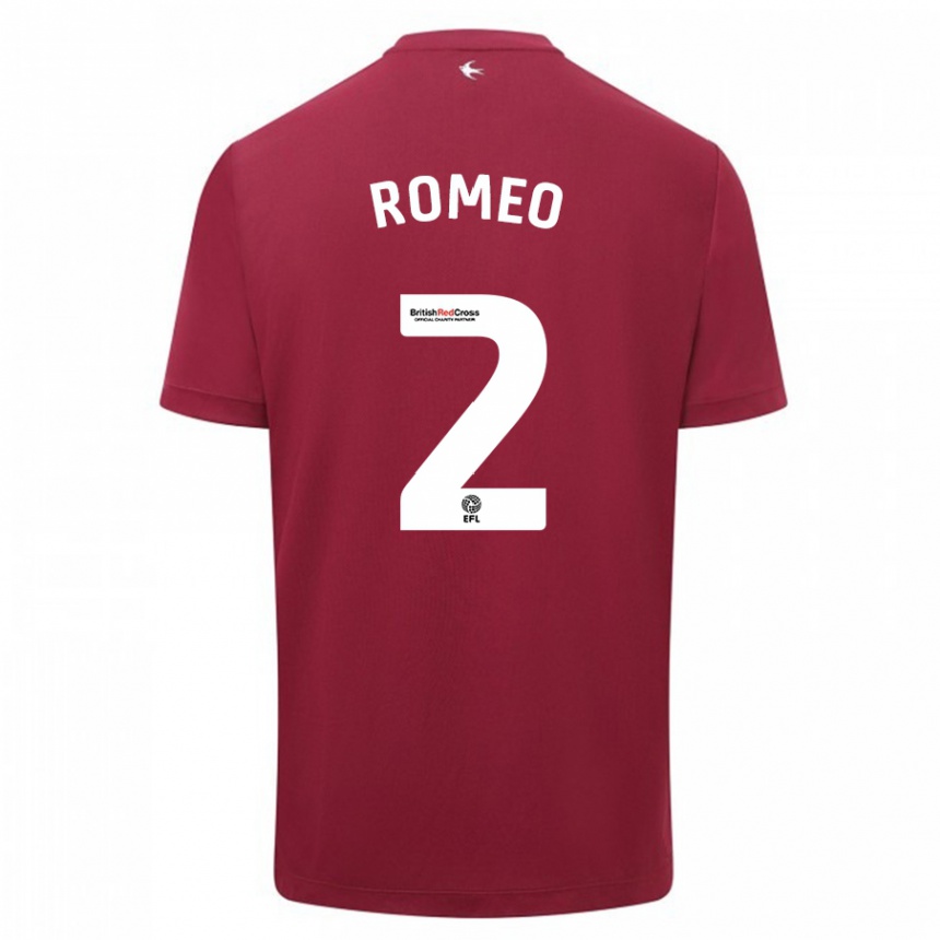 Kinder Fußball Mahlon Romeo #2 Rot Auswärtstrikot Trikot 2023/24 T-Shirt Luxemburg