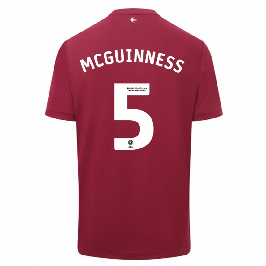 Kinder Fußball Mark Mcguinness #5 Rot Auswärtstrikot Trikot 2023/24 T-Shirt Luxemburg