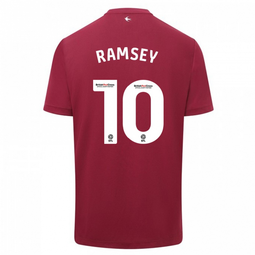 Kinder Fußball Aaron Ramsey #10 Rot Auswärtstrikot Trikot 2023/24 T-Shirt Luxemburg
