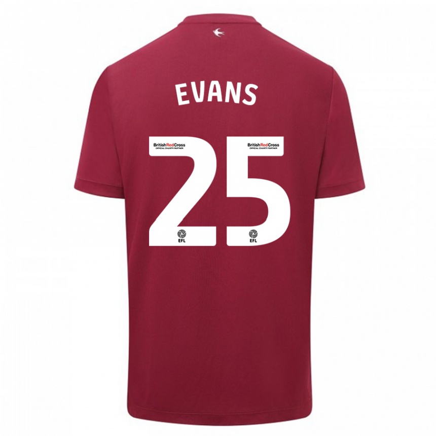 Kinder Fußball Kieron Evans #25 Rot Auswärtstrikot Trikot 2023/24 T-Shirt Luxemburg
